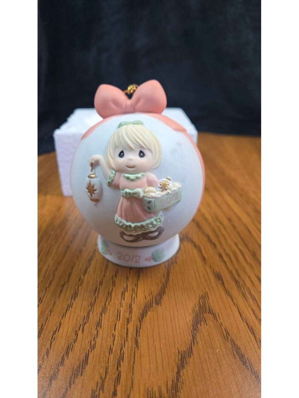 Precious Moments 2012 Christmas Ornament with Girl and Pink Bow